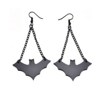 Black Bat French Hook Earrings Halloween